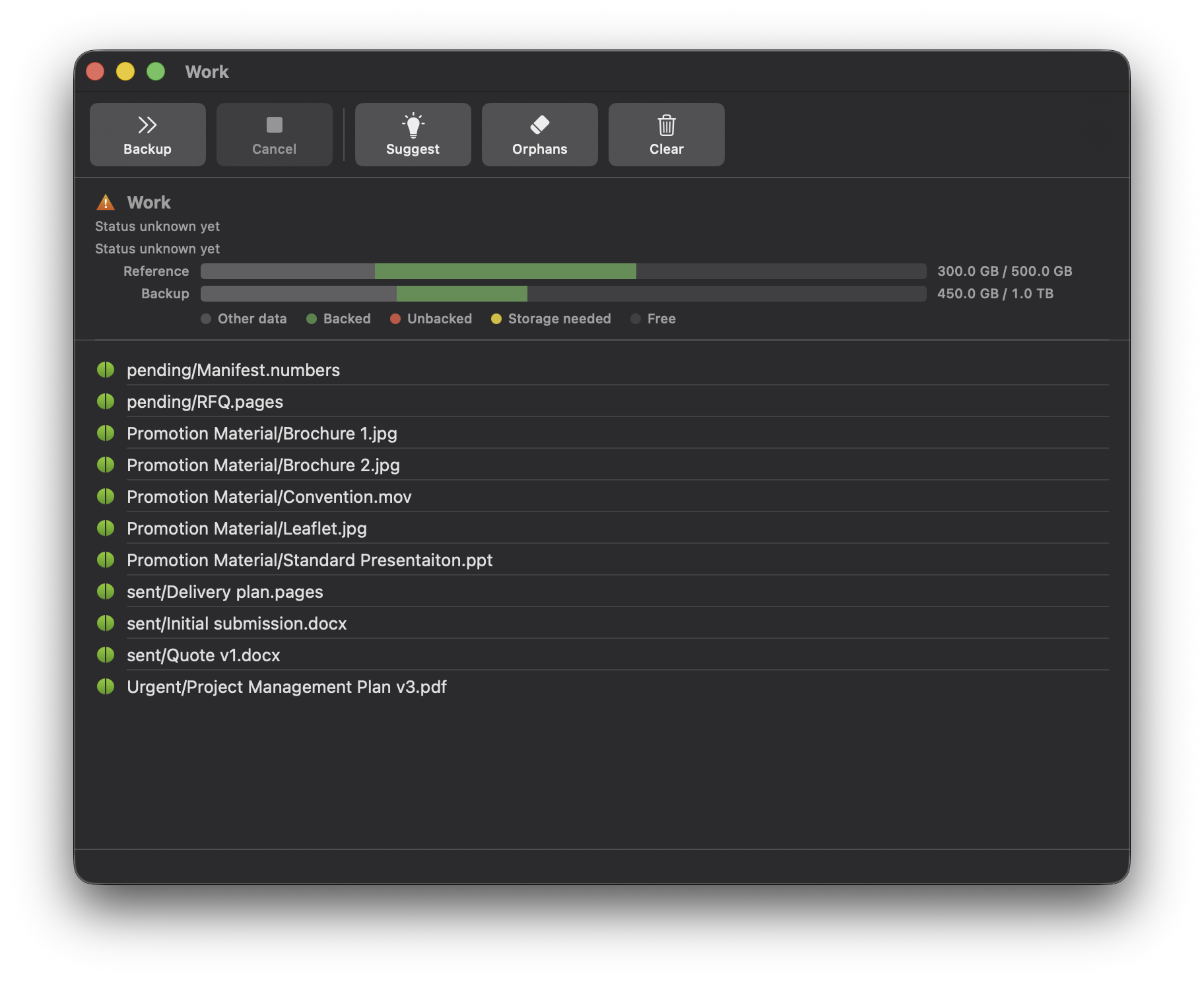 All files backed up and showing green status